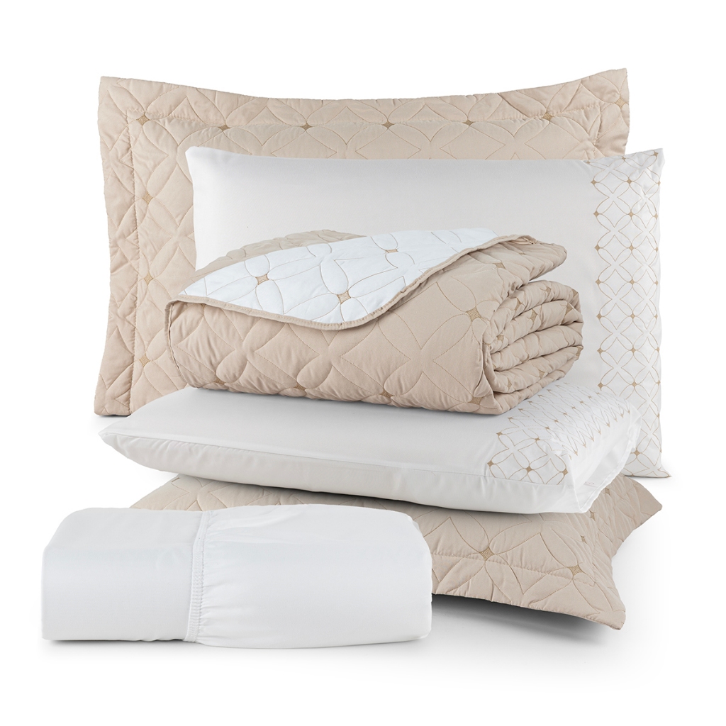 Kit cobre leito bordado