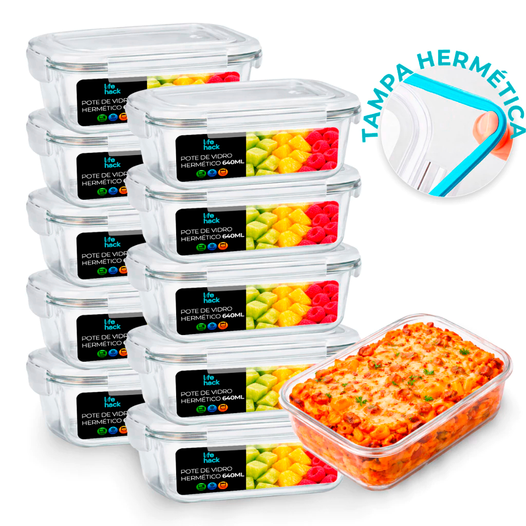 Conjunto 2/3/5/10 Potes 370/640/ Vidro 1040ml