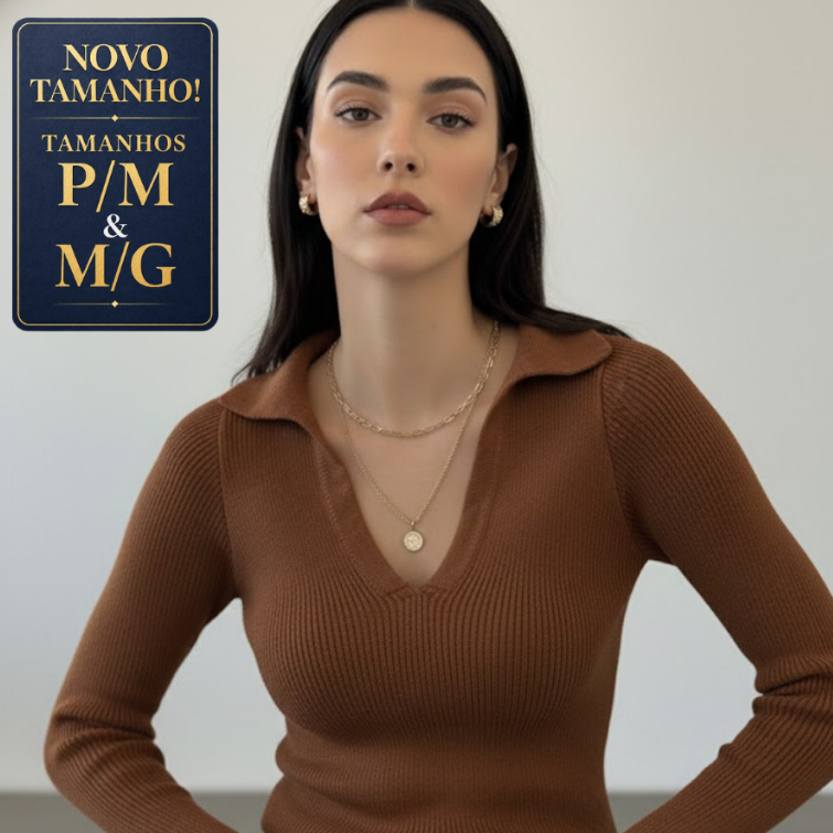 Blusa canelada gola polo