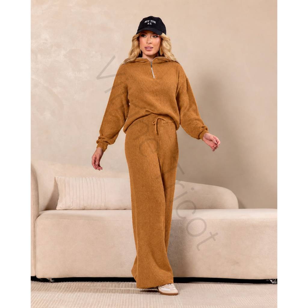 Calça wide leg elastano