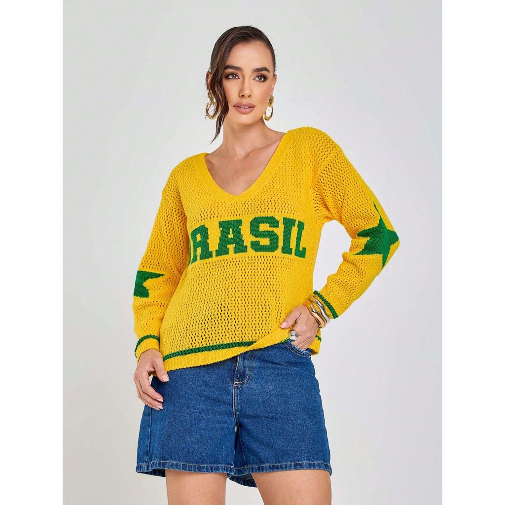 Blusa tricô manga longa